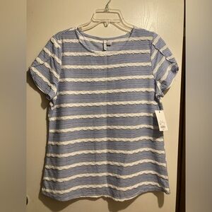Elle Women's Blue and White Striped Top